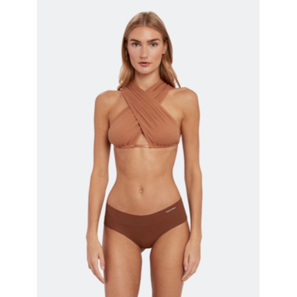 OW Intimates Jane Top sz M/8 Crossover Front/Back Tobacco Brown Everyday Wear